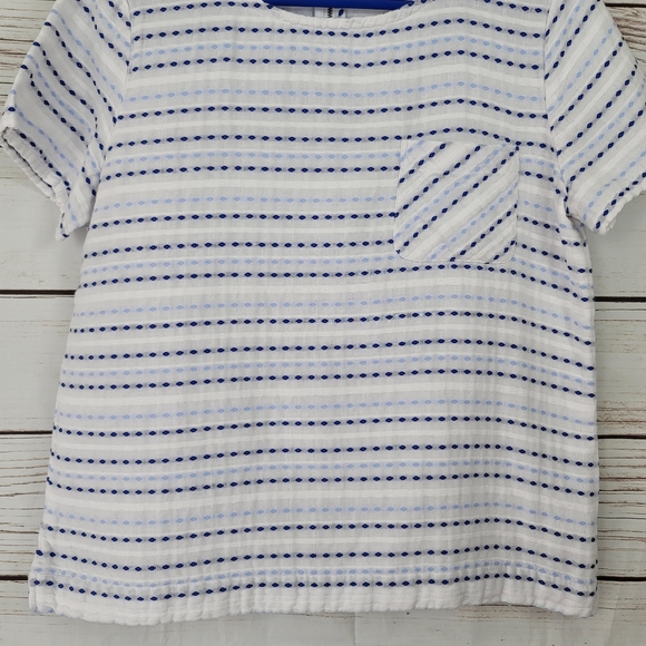 Talbots | Striped Pocket Top Zipper Back Short Sl - Picture 4 of 8